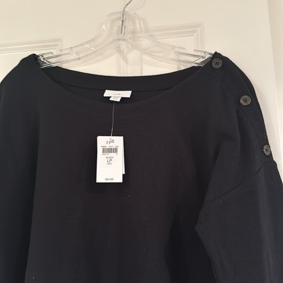 J Jill black roll sleeve button top - Picture 4 of 5